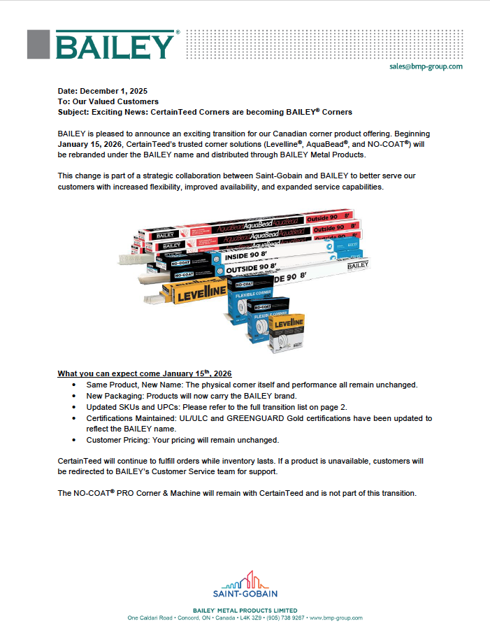 Drywall Corners External Communication BAILEY - EN