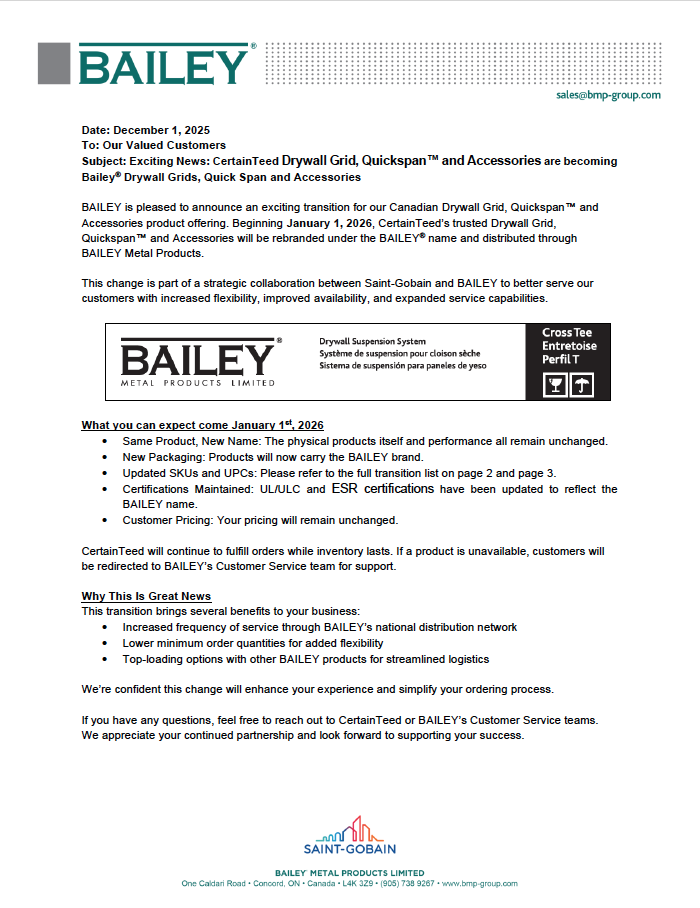 Drywall Grid External Communication BAILEY - EN